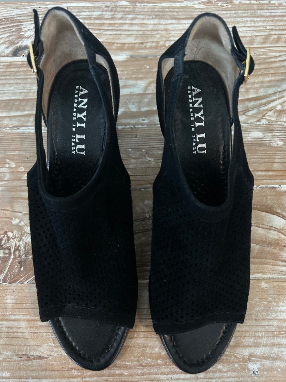 NWOB Anyi Lu Black Suede Open Toe Slingback Sandal Sz 39.5 - US 9-9.5